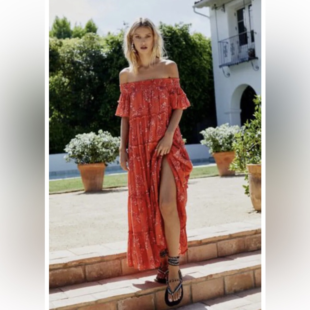 Free People Barclay Off Shoulder Floral Maxi Dress